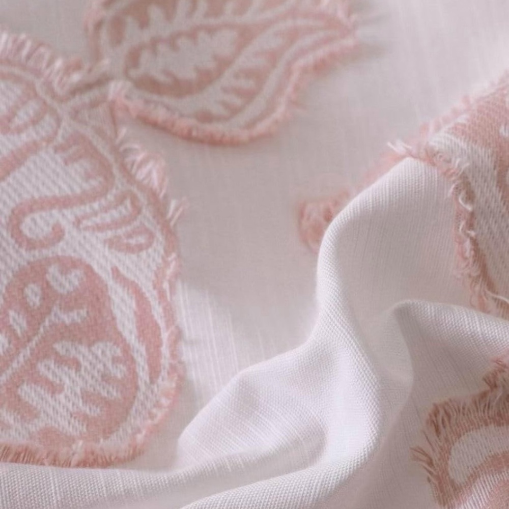 NEW Anthropologie Pink Embroidered Floral Jacquard Cotton Bedding Duvet Sham Set - Picture 4 of 10